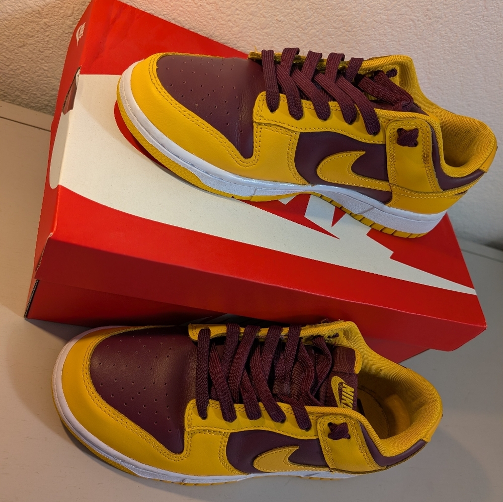 Nike Yellow and Red Sneakers with Retro Design